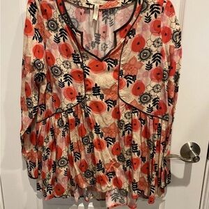 Matilda Jane Red and Black Floral Blouse Medium